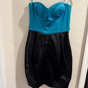 Teal & Black Balloon Type Of Dress
